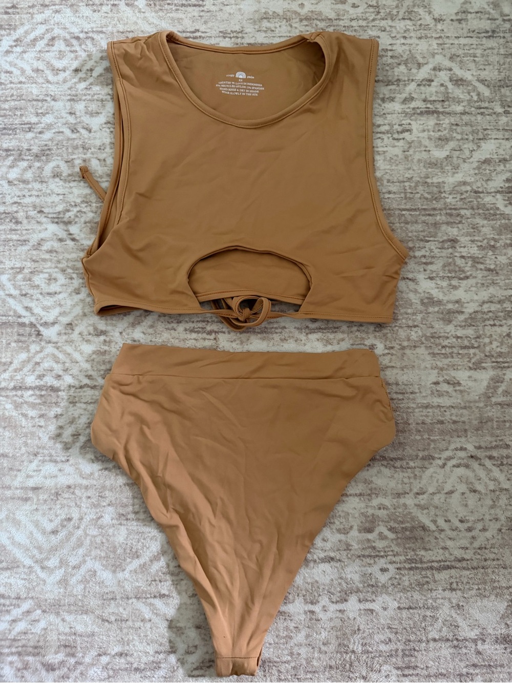 Toast Swim High-Waist Crop Bikini Set in Caramel